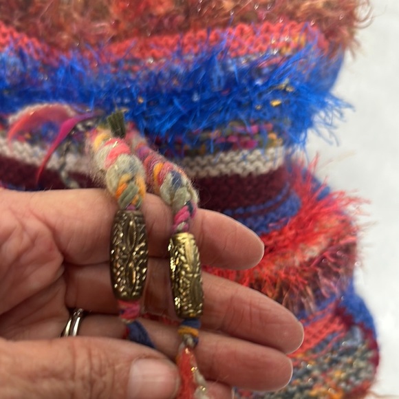 Red and Blue Hobo Bag with Bohemian Flair - Picture 6 of 11